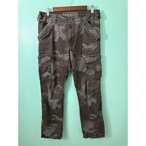 Old Navy Mens Camouflage Cargo Pants Size 34 Army Green Relaxed Fit Cotton